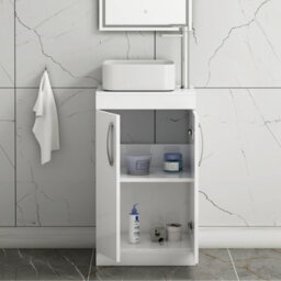 Royal Bathrooms 500mm Floor Standing Vanity Unit 2 Door Gloss White & Countertop Basin - Elena - thumbnail 3