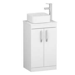 Royal Bathrooms 500mm Floor Standing Vanity Unit 2 Door Gloss White & Countertop Basin - Elena - thumbnail 4
