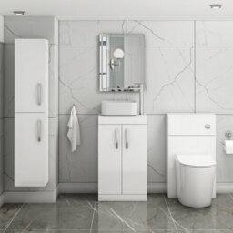 Royal Bathrooms 500mm Floor Standing Vanity Unit 2 Door Gloss White & Countertop Basin - Elena - thumbnail 2