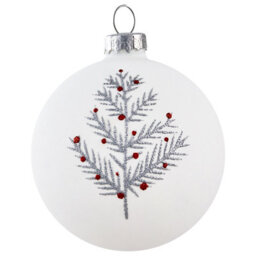 Beliani Set Of 50 Baubles Snowflake Glass Red/ White - thumbnail 8