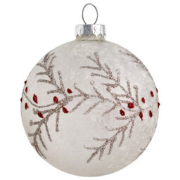 Beliani Set Of 50 Baubles Snowflake Glass Red/ White - thumbnail 6
