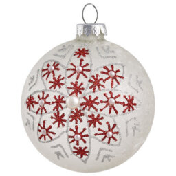 Beliani Set Of 50 Baubles Snowflake Glass Red/ White - thumbnail 5