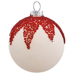 Beliani Set Of 50 Baubles Snowflake Glass Red/ White - thumbnail 4