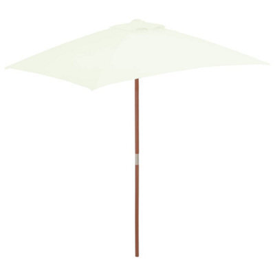 Berkfield Outdoor Parasol With Wooden Pole 150X200 Cm Sand - image 1