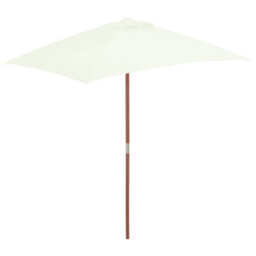 Berkfield Outdoor Parasol With Wooden Pole 150X200 Cm Sand - thumbnail 1