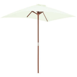 Berkfield Outdoor Parasol With Wooden Pole 150X200 Cm Sand - thumbnail 4