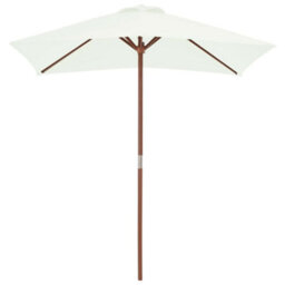 Berkfield Outdoor Parasol With Wooden Pole 150X200 Cm Sand - thumbnail 2