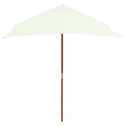 Berkfield Outdoor Parasol With Wooden Pole 150X200 Cm Sand - thumbnail 3