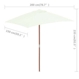 Berkfield Outdoor Parasol With Wooden Pole 150X200 Cm Sand - thumbnail 8
