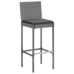 Berkfield 9 Piece Garden Bar Set With Cushions Grey Poly Rattan - thumbnail 5