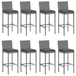 Berkfield 9 Piece Garden Bar Set With Cushions Grey Poly Rattan - thumbnail 4