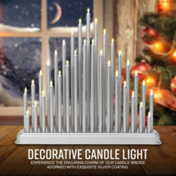 Globrite Silver Candle Bridge With 33 Led Lights - Usb Christmas Candle Arch - Table Centrepiece - Window Sill Decoration - thumbnail 3