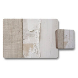 Benjamin Tate Design Designer Artwork Placemats And Coasters Set With Wood Backing Limited Edition 12 Pieces Neutral Tones - thumbnail 1