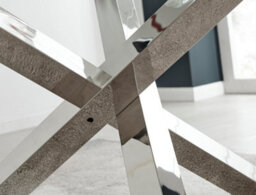 Furniturebox Vogue Contemporary Large Round Tempered Glass Dining Table With Silver Chrome Sculptured Legs - thumbnail 4