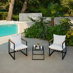 Home Detail Marbella Black Garden Balcony Set With Ivory Cushions - thumbnail 2