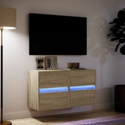 Berkfield Durable Tv Wall Cabinets With Led Lights 2 Pcs Sonoma Oak 41X31X45 Cm - thumbnail 5