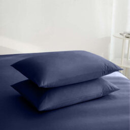 Moonlight Bedding Plain Quilt Duvet Cover & Pillowcase Set, Navy, Single (135Cm X 200Cm) - thumbnail 3