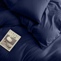 Moonlight Bedding Plain Quilt Duvet Cover & Pillowcase Set, Navy, Single (135Cm X 200Cm) - thumbnail 2