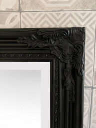 Downton Interiors Antique Style Black Tall Ornate Dressing Wall Mirror With Bevelled Glass 142Cm - thumbnail 5