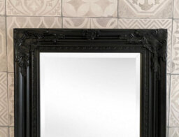 Downton Interiors Antique Style Black Tall Ornate Dressing Wall Mirror With Bevelled Glass 142Cm - thumbnail 4