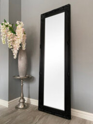 Downton Interiors Antique Style Black Tall Ornate Dressing Wall Mirror With Bevelled Glass 142Cm