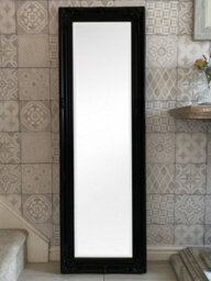 Downton Interiors Antique Style Black Tall Ornate Dressing Wall Mirror With Bevelled Glass 142Cm - thumbnail 3