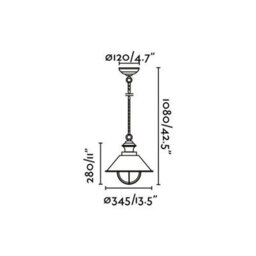 Luminosa Lighting Luminosa Nautica 1 Light Large Outdoor Ceiling Pendant Light Clear, Rust Brown, E27 - thumbnail 2