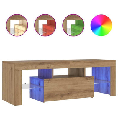Berkfield Modern Tv Cabinet With Led Lights Artisan Oak 120X36.5X40 Cm Engineered Wood - image 1