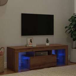 Berkfield Modern Tv Cabinet With Led Lights Artisan Oak 120X36.5X40 Cm Engineered Wood - thumbnail 3