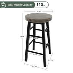 Black Wooden Bar Stool Breakfast Seat Revolving Bar Stool Dining Seat - thumbnail 2