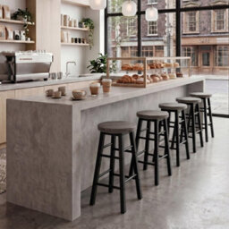 Black Wooden Bar Stool Breakfast Seat Revolving Bar Stool Dining Seat - thumbnail 4