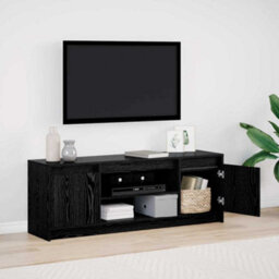 Berkfield Tv Cabinet With Led In Black Oak, 139.5X34X50 Cm, Made Of Engineered Wood - thumbnail 1