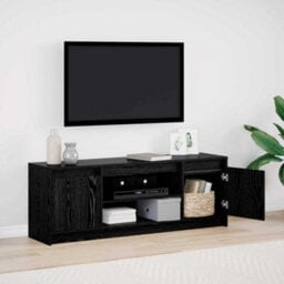 Berkfield Tv Cabinet With Led In Black Oak, 139.5X34X50 Cm, Made Of Engineered Wood