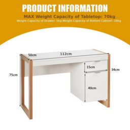 Computer Desk Wooden Laptop Table Workstation W/ Storage Cabinet &drawers Modern - thumbnail 2