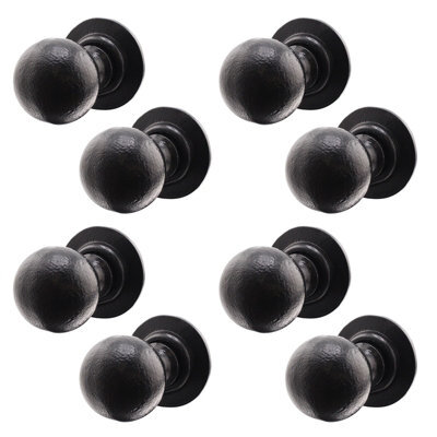 Afit Black Iron Door Knobs - 4 Pairs Of Cast Iron Antique Ball Mortice Knobs - image 1