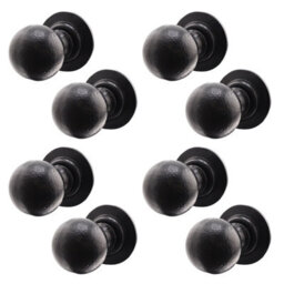 Afit Black Iron Door Knobs - 4 Pairs Of Cast Iron Antique Ball Mortice Knobs