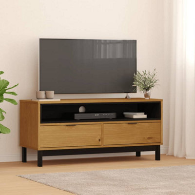 Walplus Tv Cabinet Flam 110X40X50 Cm Solid Wood Pine - image 1