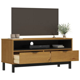 Walplus Tv Cabinet Flam 110X40X50 Cm Solid Wood Pine - thumbnail 3