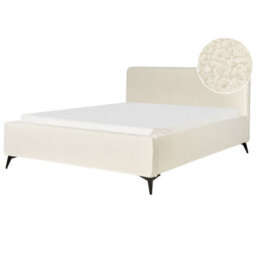 Beliani Bed Boucle Valognes 180 X 200 Cm (Eu Super King) Off-White - thumbnail 1