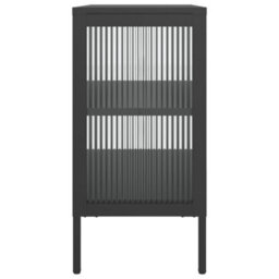 Berkfield Sideboard Black 70X35X70 Cm Glass And Steel - thumbnail 6