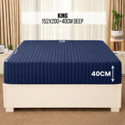 Aspire Homeware Navy Stripe Fitted Sheet 40Cm Extra Deep-100%microfiber Fitted Bed Sheets King, (L)200Cmx(W)152Cm - thumbnail 6