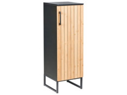 Wyld And Coco Zencasa Compact Bamboo Bathroom Cabinet 30X90 Cm, Light Brown With Matte Black Frame - thumbnail 3
