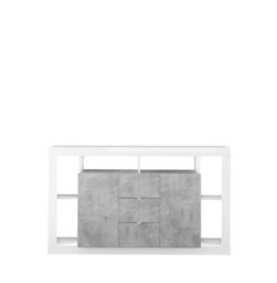FurniComp LTD Furnicomp Viola 2 Door 3 Drawer White Gloss And Concrete Grey Sideboard - thumbnail 2