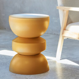 Sweeek - Side Table End Table Nightstand Metal Mustard Yellow 32X32X43.5 Cm - Assa - thumbnail 3