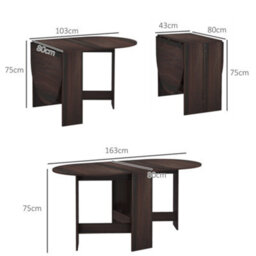 Homcom Oval Kitchen Table For Dining Room, Small Space Chocolate Wood Effect - thumbnail 3