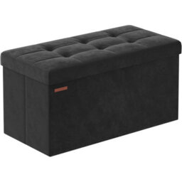 Songmics Foldable Storage Ottoman, Compact Footrest With Hidden Compartment, Heavy-Duty Stool, Ink Black - thumbnail 6