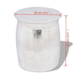 Vidaxl Hammered Aluminium Stool/side Table Silver - thumbnail 4