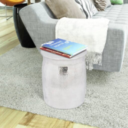 Vidaxl Hammered Aluminium Stool/side Table Silver - thumbnail 2