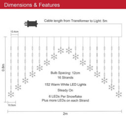 The Christmas Workshop 71619 Mains Operated Snowflake Curtain Lights - thumbnail 2