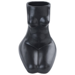Beliani Flower Vase Pyrgos Ceramic 22 Cm Black - thumbnail 4